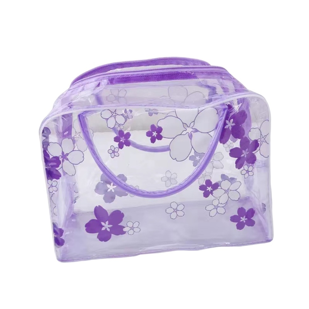 Waterproof Transparent Lavender Purple and White Floral Bag